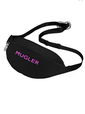Mugler Black Waist Bag with Pink Logo